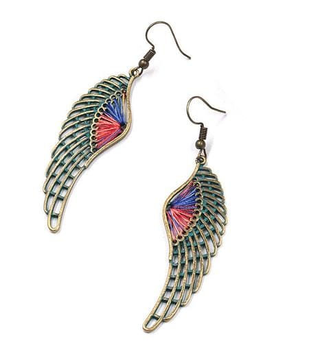 Aretes ala de ángel bohemio tribal