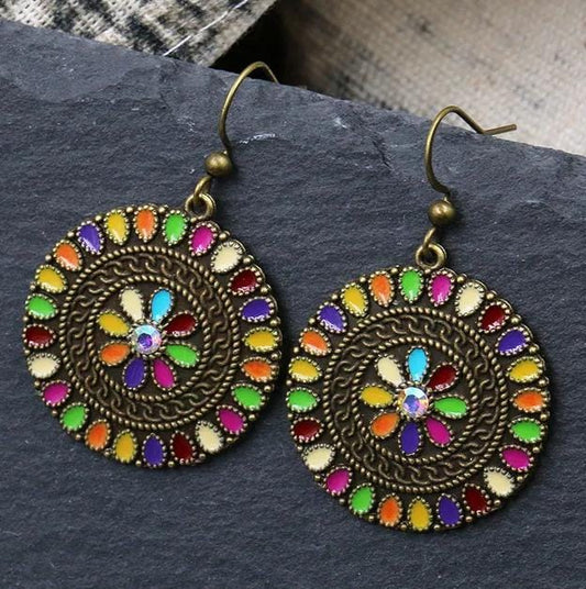 Aretes tipo mandala vitral