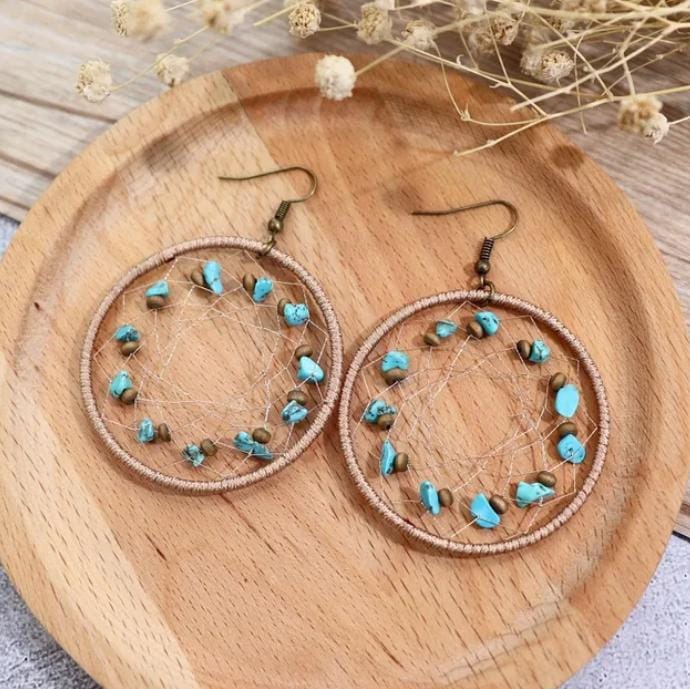 Aretes circulares tipo  mandala con piedras